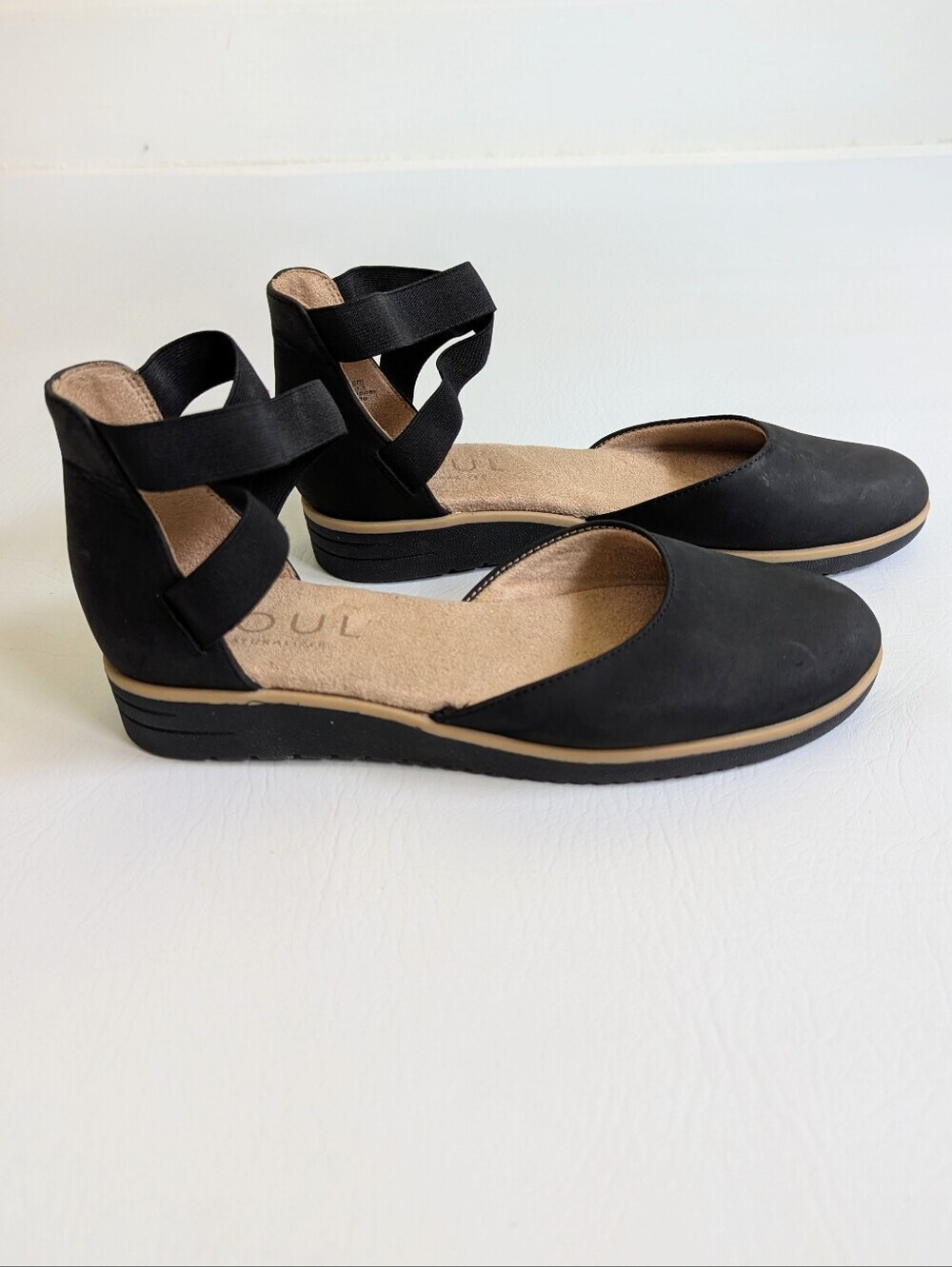 Naturalizer Soul Intro Ankle Strap Flats Women's 6.5M Black
